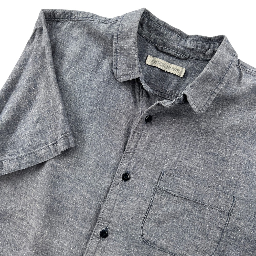 Outerknown Hemp Tencel Short Sleeve Button Up Shirt Mens Medium ECO Beach